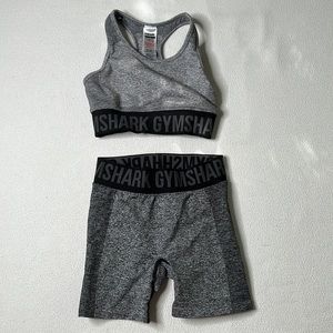 Gymshark Grey Matching Set: Sports Bra and Biker Shorts
